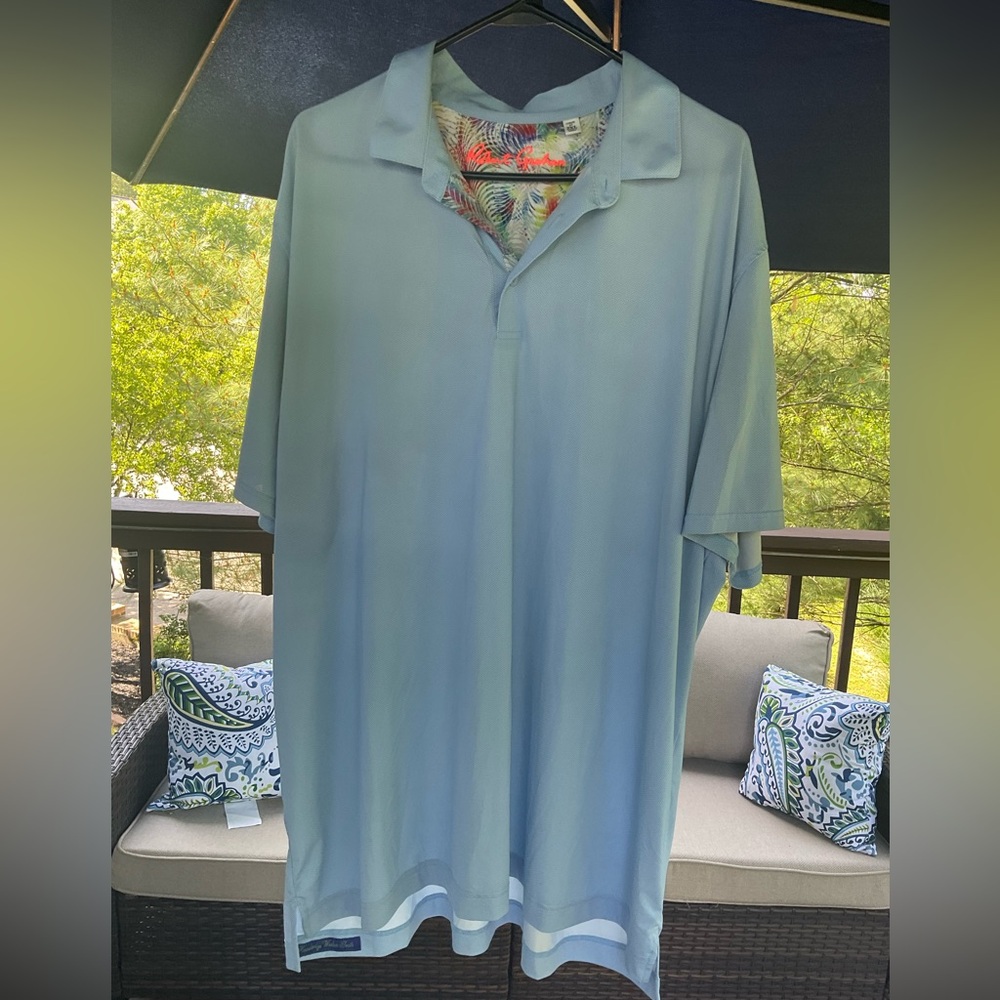 Robert Graham Light Blue Polo with Tropical Inner Trim